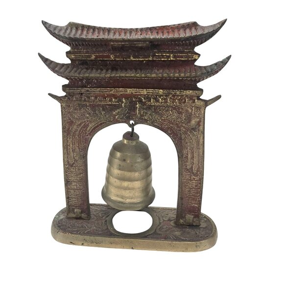 Vintage Asian-Inspired Decorative Brass Bell Pagoda Arch Design JE356 - Picture 1 of 6